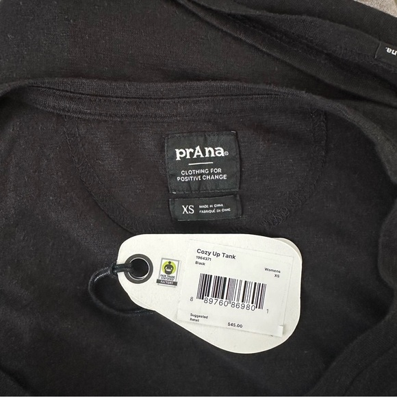 Prana Cozy Up Black Tank Top SZ XS Classic Athleisure Yoga Casual NWT - Picture 2 of 6
